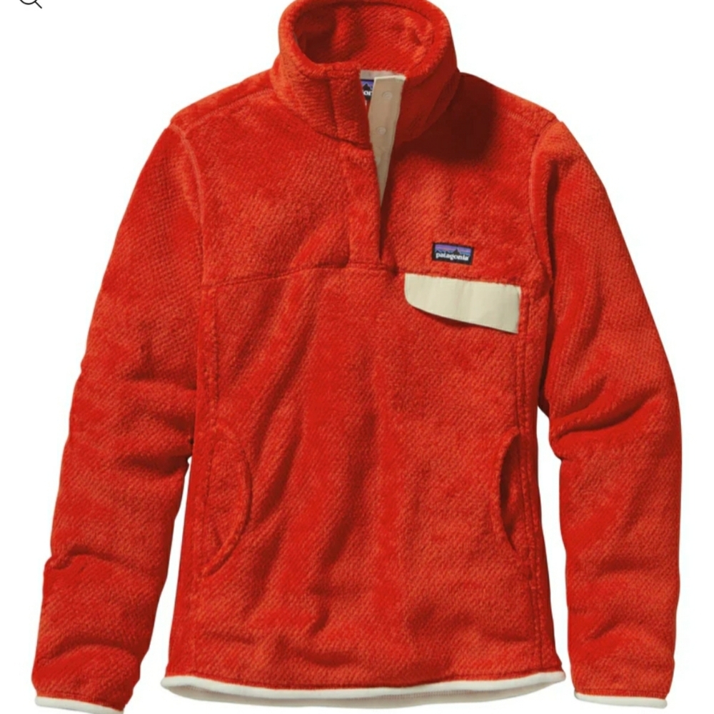 Patagonia Re-Tool Snap-T Fleece Pullover Red Orange Women's Small - EUC!
